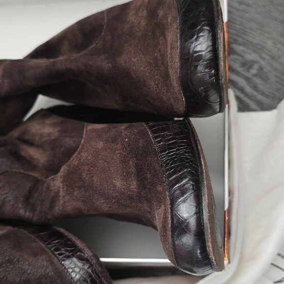 Donald J Pliner - Taupe/xpresso brown leather Suede boots - Size 8 - Picture 6 of 12